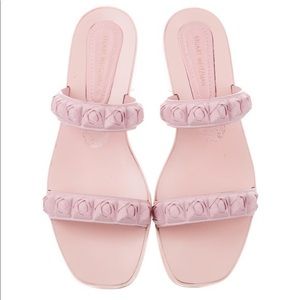 Stuart Weitzman Dusty Rose Rosita Debossed Sandals